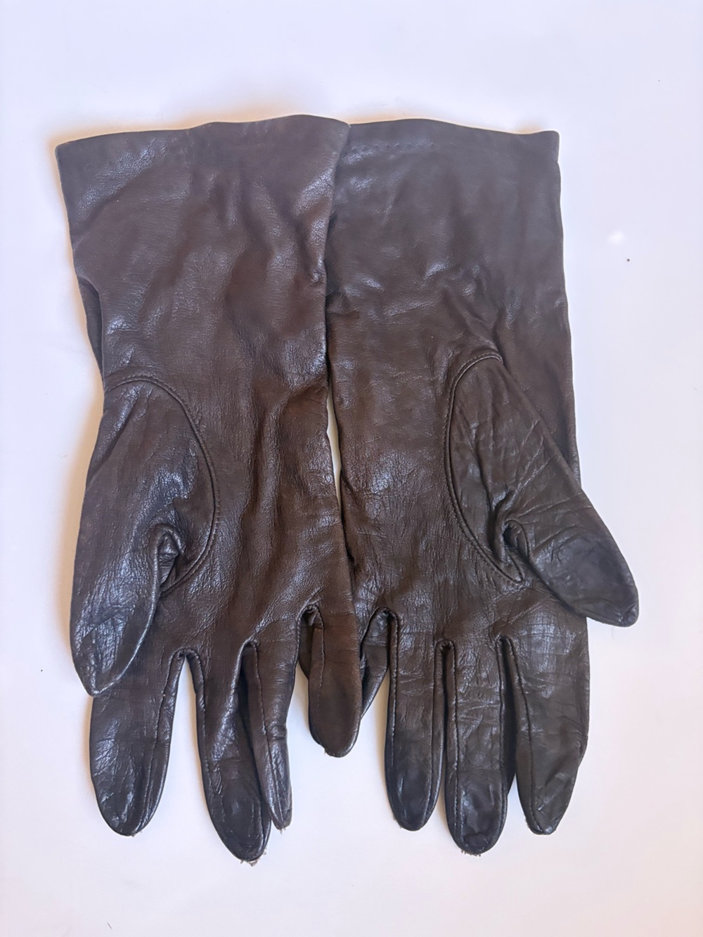 ARIS Vintage Leather Gloves With Cashmere Lining Women’s Size 7 Dark Brown